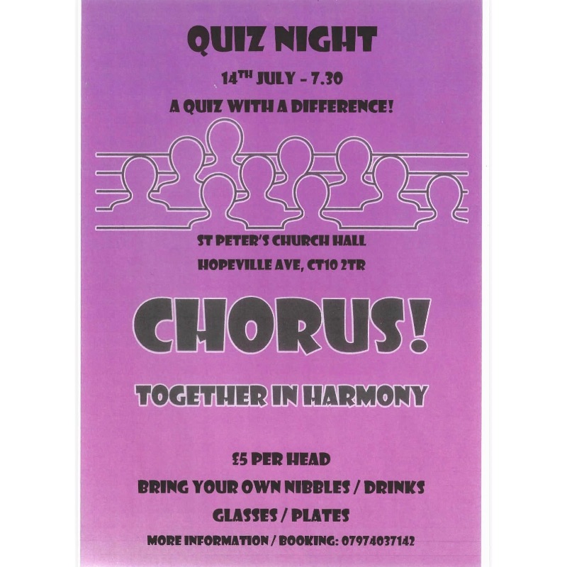 Image representing Quiz night 19:30 - 22:00 from Chorus!